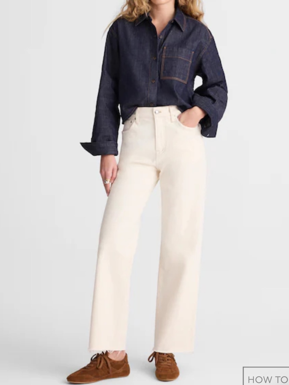 Madewell the perfect vintage wide leg crop Jeans in Cream